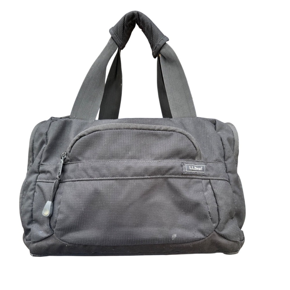 LL Bean Black Nylon Utility Duffle Bag Travel Toiletry Organizer Pockets Mens
